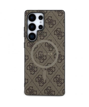 Guess Leather 4G Colored Ring Classic Logo MagSafe Case Samsung Galaxy S25 Ultra brown