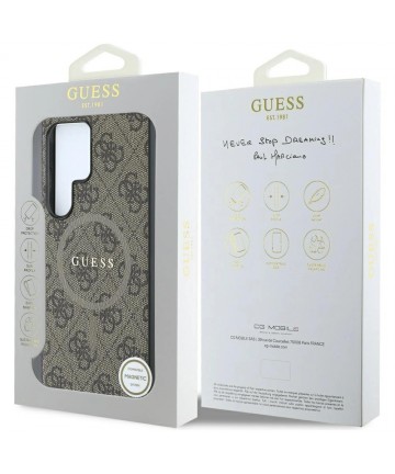 Guess Leather 4G Colored Ring Classic Logo MagSafe Case Samsung Galaxy S25 Ultra brown