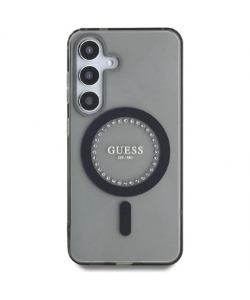 Guess Rhinestones Printed Classic Logo MagSafe Samsung Galaxy S25 case black