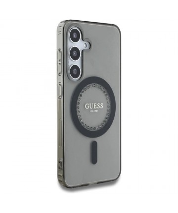 Guess Rhinestones Printed Classic Logo MagSafe Samsung Galaxy S25 case black