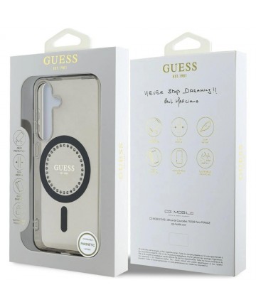 Guess Rhinestones Printed Classic Logo MagSafe Samsung Galaxy S25 case black