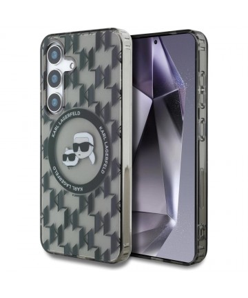 Case Karl Lagerfeld Button Karl&Choupette Heads On KL Pattern MagSafe Samsung Galaxy S25 black