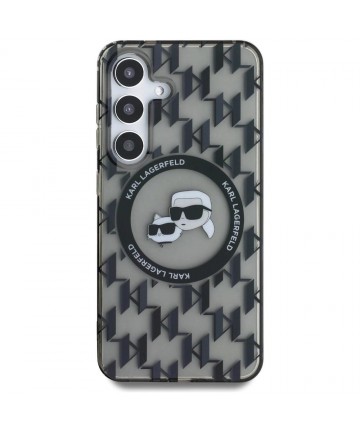 Case Karl Lagerfeld Button Karl&Choupette Heads On KL Pattern MagSafe Samsung Galaxy S25 black