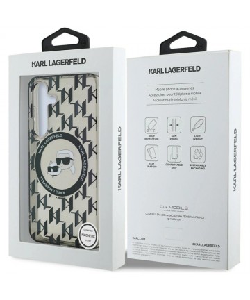 Case Karl Lagerfeld Button Karl&Choupette Heads On KL Pattern MagSafe Samsung Galaxy S25 black