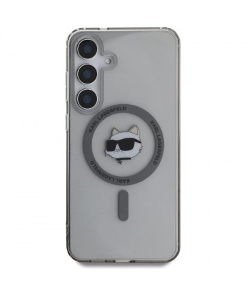Karl Lagerfeld Button Choupette Head Printed Logo MagSafe Samsung Galaxy S25 case black