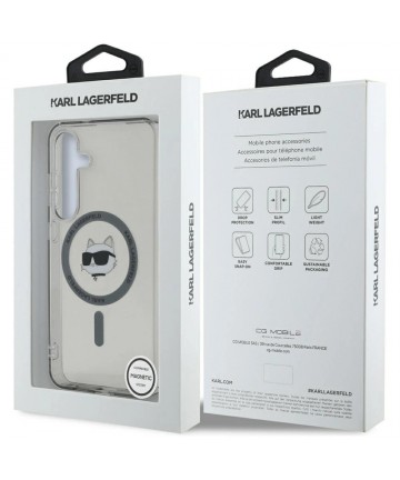 Karl Lagerfeld Button Choupette Head Printed Logo MagSafe Samsung Galaxy S25 case black
