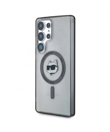 Karl Lagerfeld Button Choupette Head Printed Logo MagSafe Samsung Galaxy S25 Ultra case black