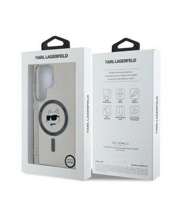 Karl Lagerfeld Button Choupette Head Printed Logo MagSafe Samsung Galaxy S25 Ultra case black