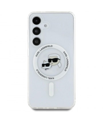 Case Karl Lagerfeld Button Karl & Choupette Heads Printed Logo MagSafe Samsung Galaxy S25 white