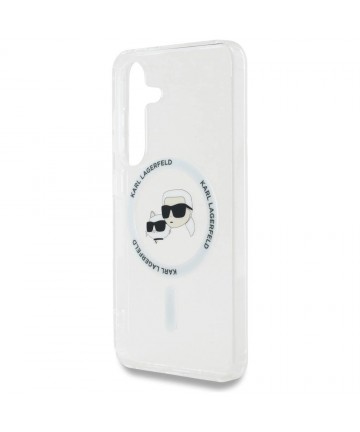 Case Karl Lagerfeld Button Karl & Choupette Heads Printed Logo MagSafe Samsung Galaxy S25 white