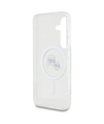 Case Karl Lagerfeld Button Karl & Choupette Heads Printed Logo MagSafe Samsung Galaxy S25 white