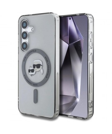 Karl Lagerfeld Button Karl & Choupette Heads Printed Logo MagSafe Samsung Galaxy S25 case black