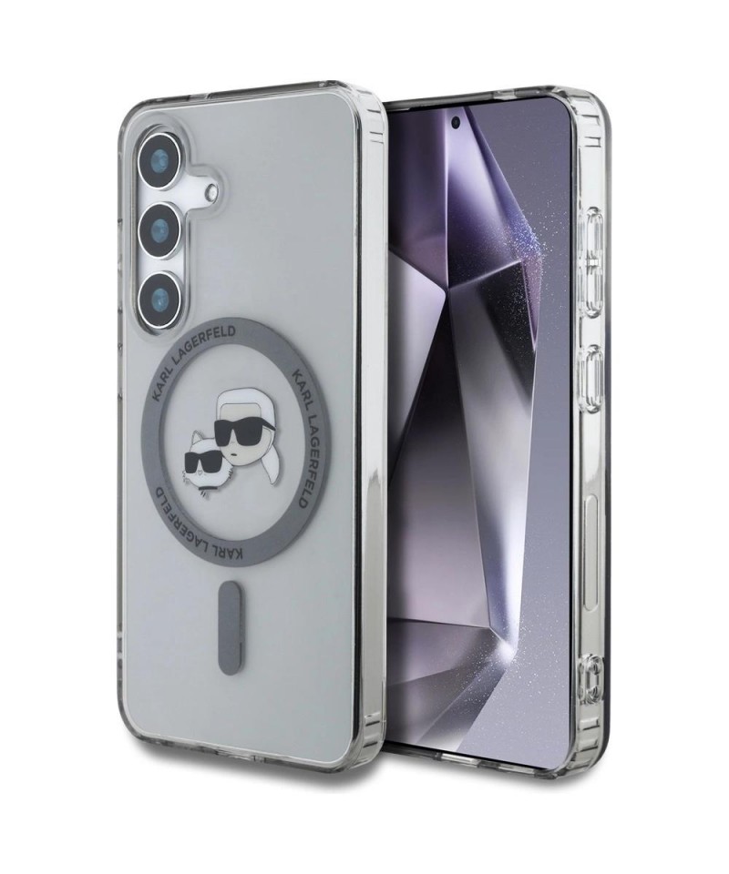 Karl Lagerfeld Button Karl & Choupette Heads Printed Logo MagSafe Samsung Galaxy S25 case black