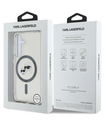 Karl Lagerfeld Button Karl & Choupette Heads Printed Logo MagSafe Samsung Galaxy S25 case black