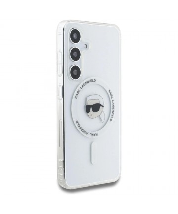 Case Karl Lagerfeld Button Karl Head Printed Logo MagSafe Samsung Galaxy S25 white
