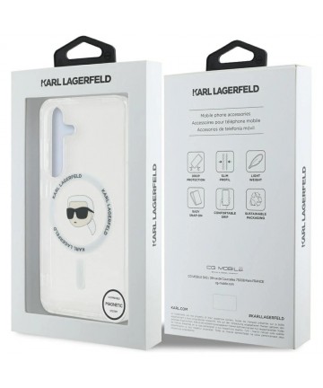 Case Karl Lagerfeld Button Karl Head Printed Logo MagSafe Samsung Galaxy S25 white