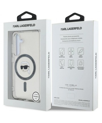 Case Karl Lagerfeld Button Karl Head Printed Logo MagSafe Samsung Galaxy S25 black