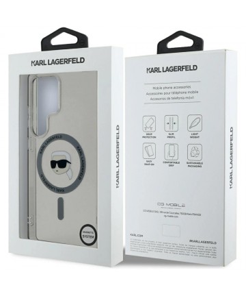 Case Karl Lagerfeld Button Karl Head Printed Logo MagSafe Samsung Galaxy S25 Ultra black