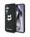 Karl Lagerfeld Leather Monogram Pin Logo Choupette Head Samsung Galaxy S25 Case Black