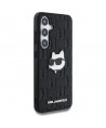 Karl Lagerfeld Leather Monogram Pin Logo Choupette Head Samsung Galaxy S25 Case Black