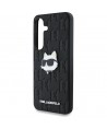 Karl Lagerfeld Leather Monogram Pin Logo Choupette Head Samsung Galaxy S25 Case Black