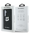 Karl Lagerfeld Leather Monogram Pin Logo Choupette Head Samsung Galaxy S25 Case Black