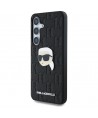Karl Lagerfeld Leather Monogram Pin Logo Karl Head Samsung Galaxy S25 Case Black