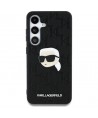 Karl Lagerfeld Leather Monogram Pin Logo Karl Head Samsung Galaxy S25 Case Black