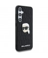 Karl Lagerfeld Leather Monogram Pin Logo Karl Head Samsung Galaxy S25 Case Black