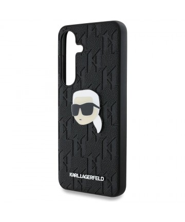 Karl Lagerfeld Leather Monogram Pin Logo Karl Head Samsung Galaxy S25 Case Black