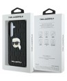 Karl Lagerfeld Leather Monogram Pin Logo Karl Head Samsung Galaxy S25 Case Black