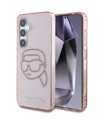 Karl Lagerfeld Rhinestones K. Head Logo Samsung Galaxy S25 Case Pink