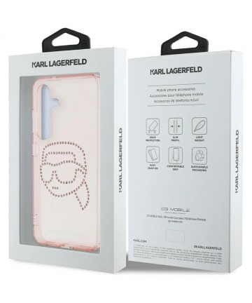 Karl Lagerfeld Rhinestones K. Head Logo Samsung Galaxy S25 Case Pink