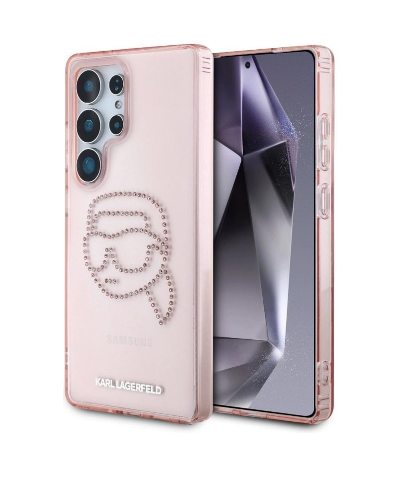 Karl Lagerfeld Rhinestones K. Head Logo Samsung Galaxy S25 Ultra Case Pink