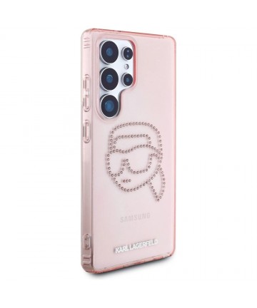 Karl Lagerfeld Rhinestones K. Head Logo Samsung Galaxy S25 Ultra Case Pink