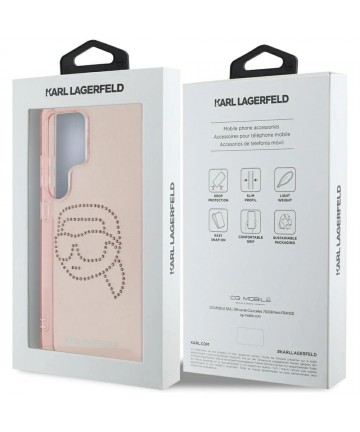 Karl Lagerfeld Rhinestones K. Head Logo Samsung Galaxy S25 Ultra Case Pink