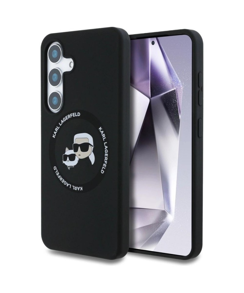 Karl Lagerfeld Silicone Double Heads And Circle MagSafe Samsung Galaxy S25 case black