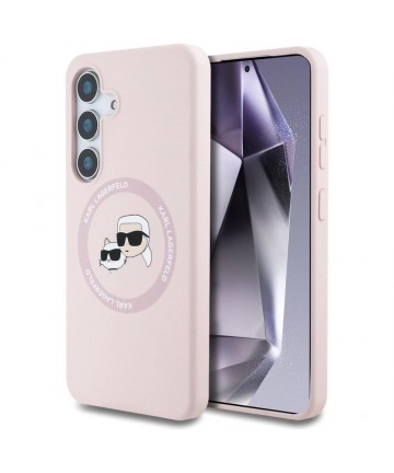 Karl Lagerfeld Silicone Double Heads And Circle MagSafe Samsung Galaxy S25 Plus Case Pink