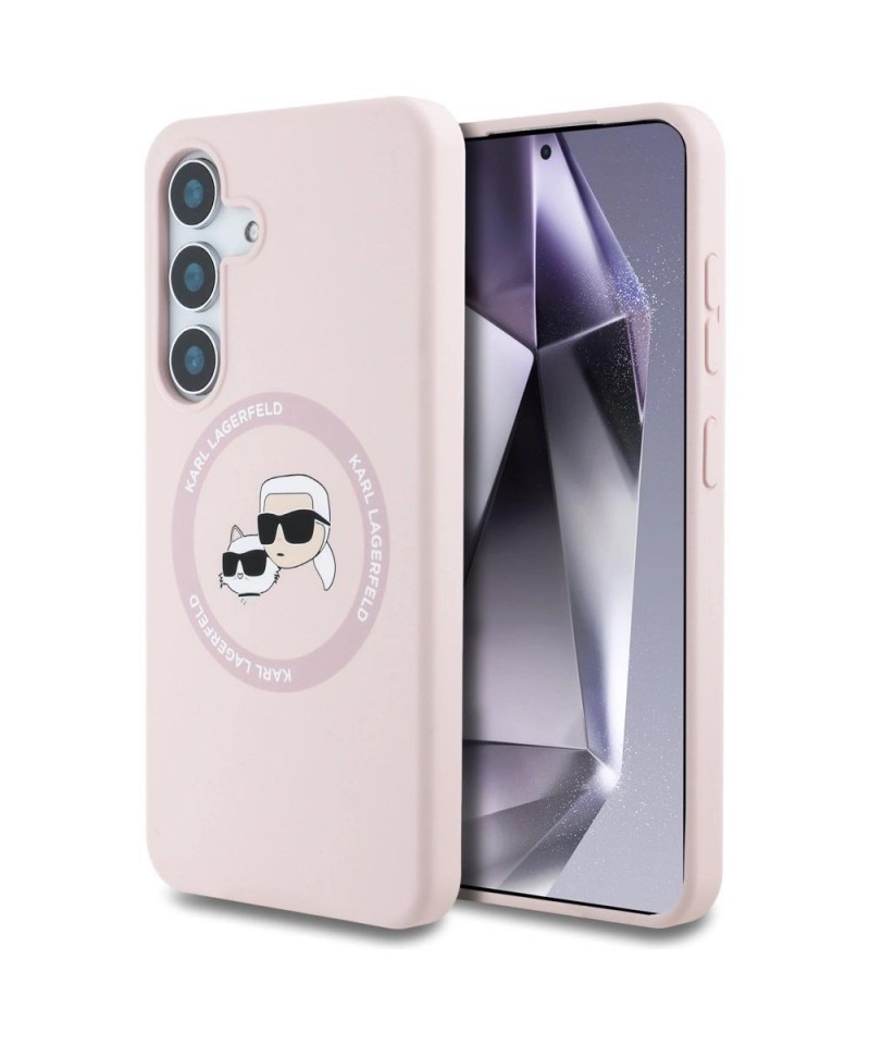 Karl Lagerfeld Silicone Double Heads And Circle MagSafe Samsung Galaxy S25 Plus Case Pink