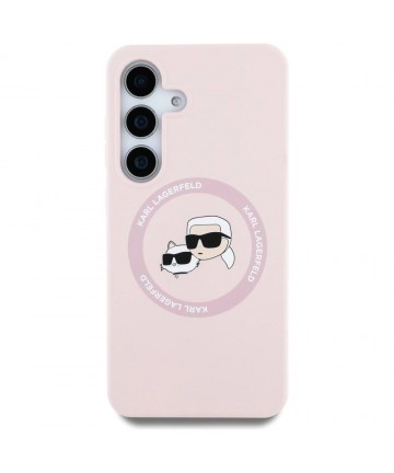 Karl Lagerfeld Silicone Double Heads And Circle MagSafe Samsung Galaxy S25 Plus Case Pink