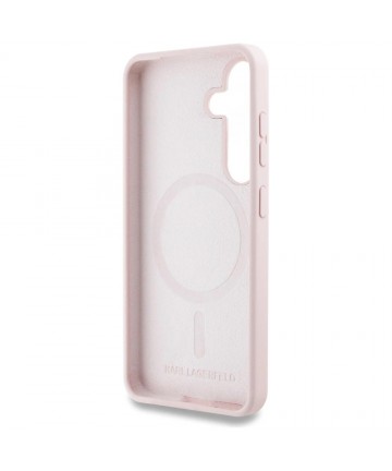 Karl Lagerfeld Silicone Double Heads And Circle MagSafe Samsung Galaxy S25 Plus Case Pink