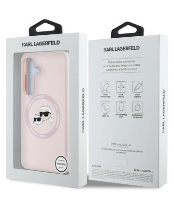 Karl Lagerfeld Silicone Double Heads And Circle MagSafe Samsung Galaxy S25 Plus Case Pink