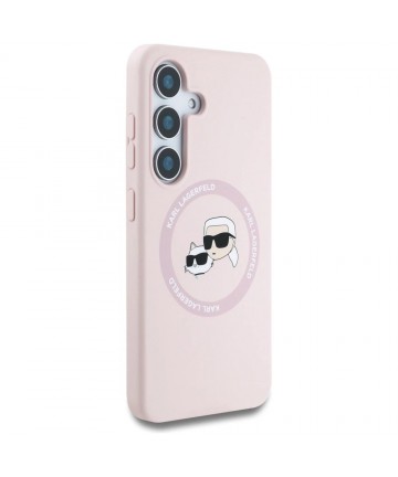 Karl Lagerfeld Silicone Double Heads And Circle MagSafe Samsung Galaxy S25 Case Pink