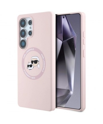 Karl Lagerfeld Silicone Double Heads And Circle MagSafe Samsung Galaxy S25 Ultra Case Pink