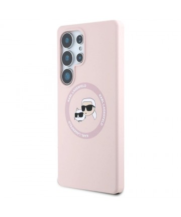 Karl Lagerfeld Silicone Double Heads And Circle MagSafe Samsung Galaxy S25 Ultra Case Pink