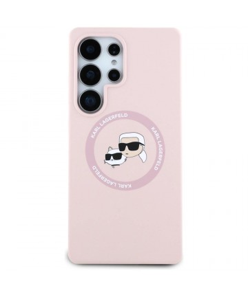 Karl Lagerfeld Silicone Double Heads And Circle MagSafe Samsung Galaxy S25 Ultra Case Pink
