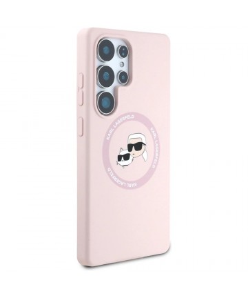 Karl Lagerfeld Silicone Double Heads And Circle MagSafe Samsung Galaxy S25 Ultra Case Pink