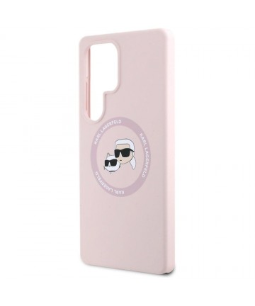 Karl Lagerfeld Silicone Double Heads And Circle MagSafe Samsung Galaxy S25 Ultra Case Pink