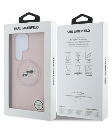 Karl Lagerfeld Silicone Double Heads And Circle MagSafe Samsung Galaxy S25 Ultra Case Pink