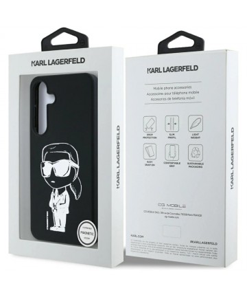 Case Karl Lagerfeld Silicone Graffiti Ikonik Printed Logo MagSafe Samsung Galaxy S25 black